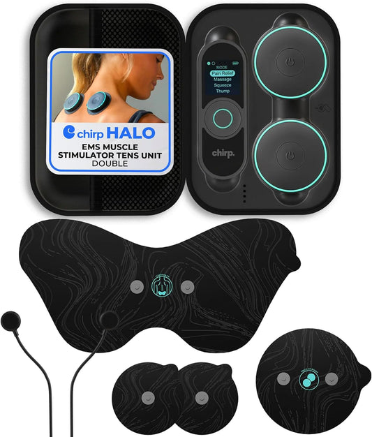 Halo Wireless Muscle Stimulator – Portable EMS Device for Muscle Recovery, Pain Relief, and Strength Training, Stimulate Muscles for Faster Recovery & Growth (Double)